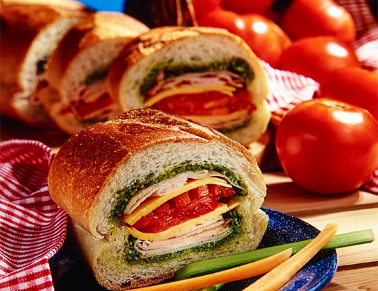 Tomato and chicken party sandwich