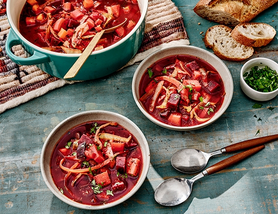 Root vegetable and cabbage soup