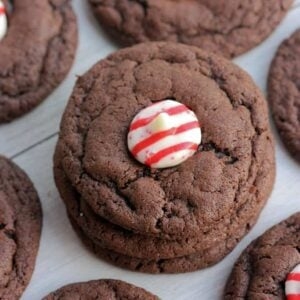 Chocolate peppermint kiss cookies