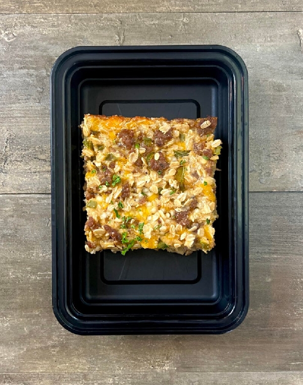 Sausage egg and cheese savory baked oatmeal - the meal prep manual