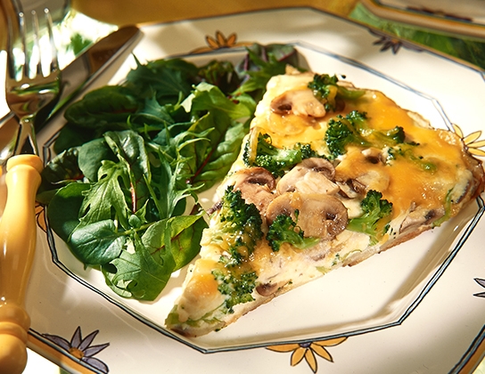 Stove-top broccoli and mushroom quiche