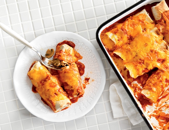 Chicken and mushroom enchiladas