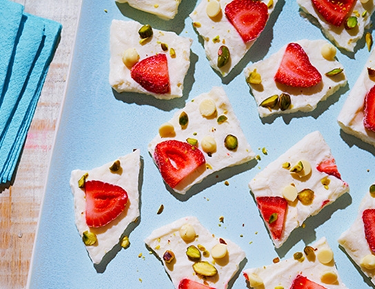 Strawberry maple yogurt bark