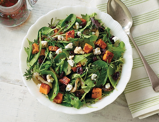 Warm roasted sweet potato salad