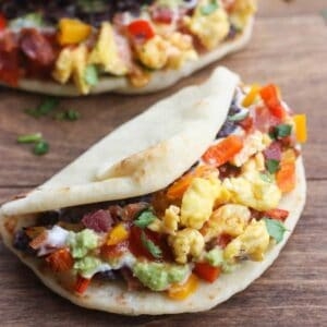 Seven layer breakfast tacos
