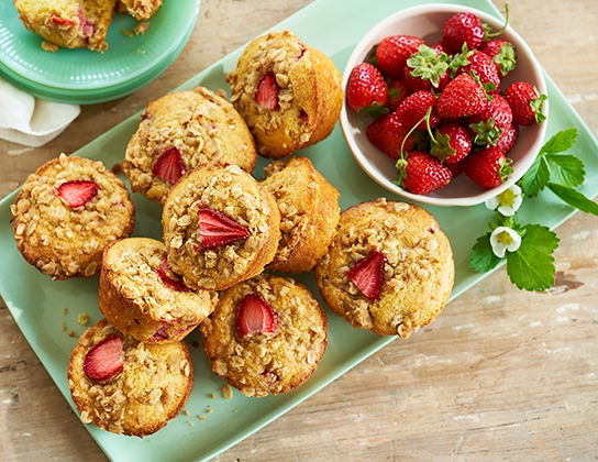 Strawberry cornmeal muffins