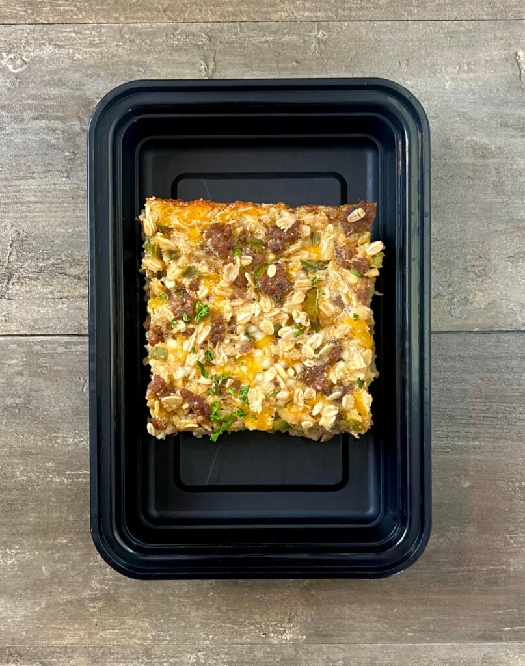 Sausage egg and cheese savory baked oatmeal - the meal prep manual