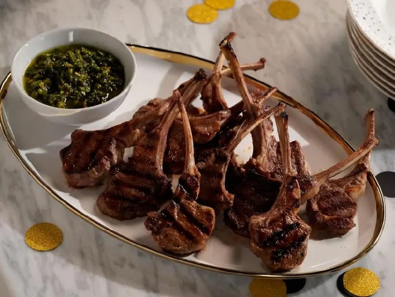 Lamb chops with mint and pistachio salsa verde recipe