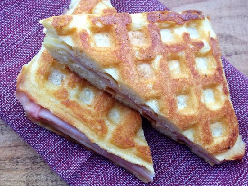 Waffle-grilled ham and cheese recipe