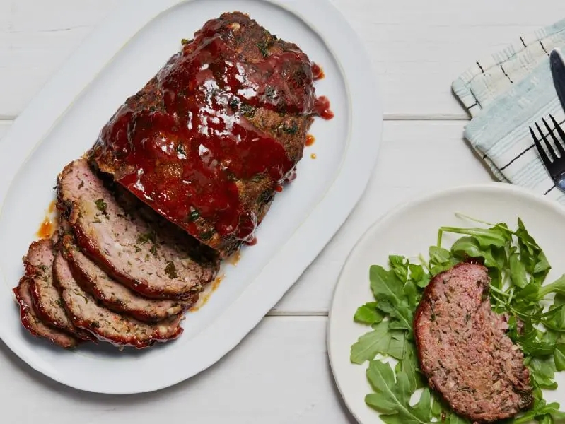 Kale and walnut meatloaf with sweet and tangy glaze recipe