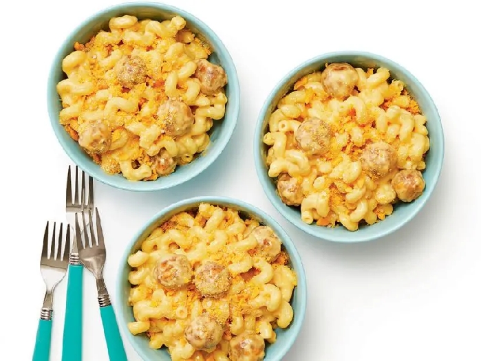 Mac & cheese with sausage meatballs recipe