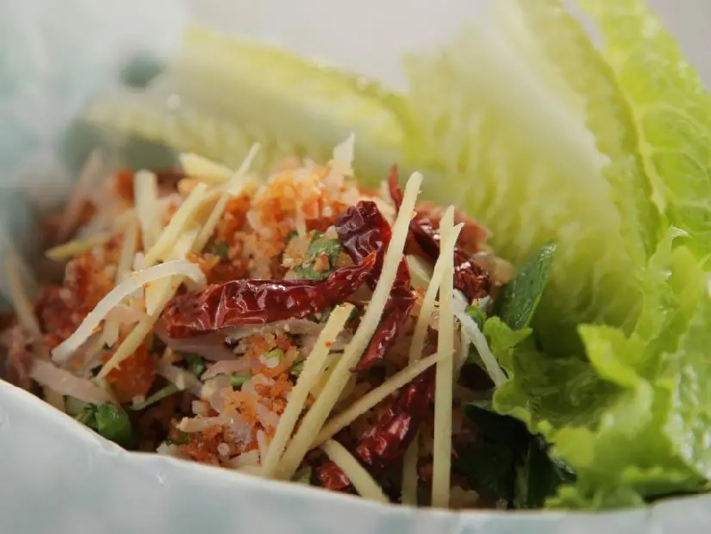 Nam kao: lao crispy fried rice ball salad recipe