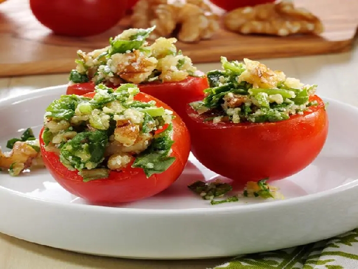 Walnut stuffed cherry tomato halves recipe