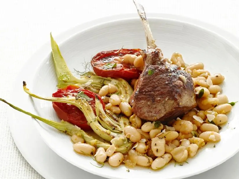 Lamb chops with fennel and tomatoes recipe | food network kitchen | food network