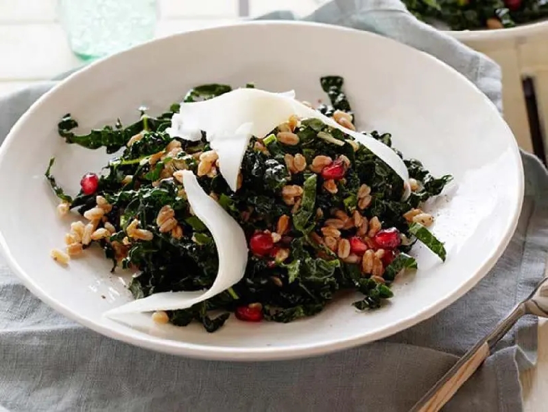Kale and farro salad with aged goat cheese recipe