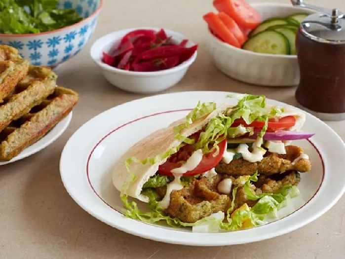 Waffled chickpea patties recipe