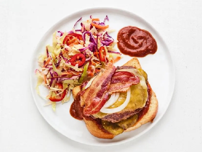 Bbq bacon burgers with spicy slaw recipe