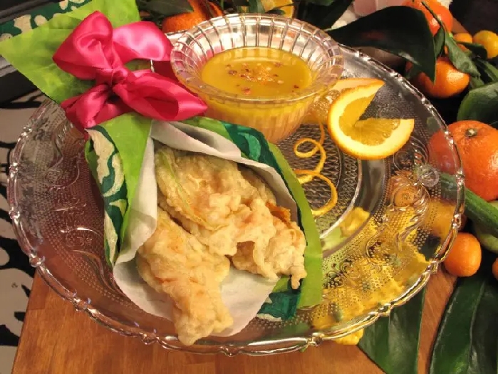 Zucchini blossoms with mimosa vinaigrette recipe