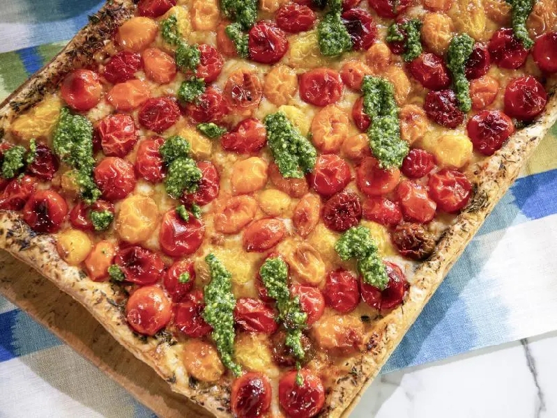 Rainbow cherry tomato tart recipe