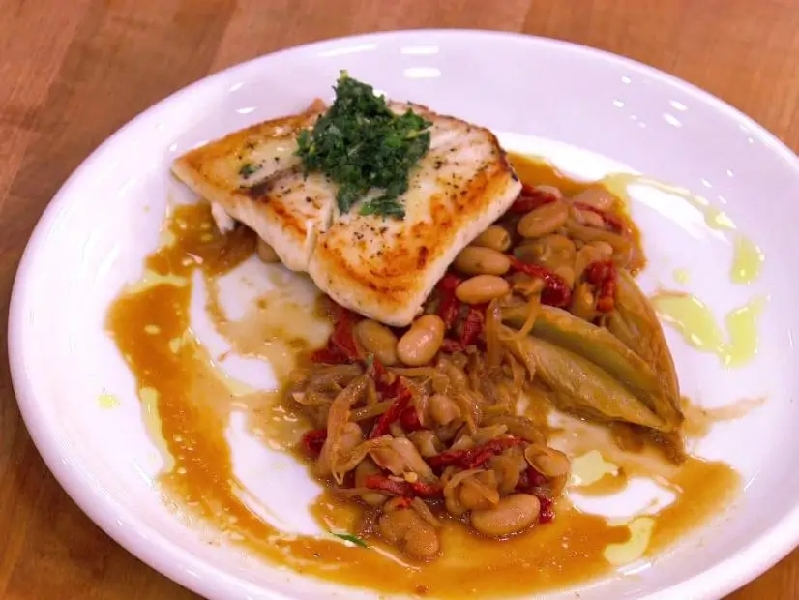 Halibut with endive and gremolata recipe | food network kitchen | food network