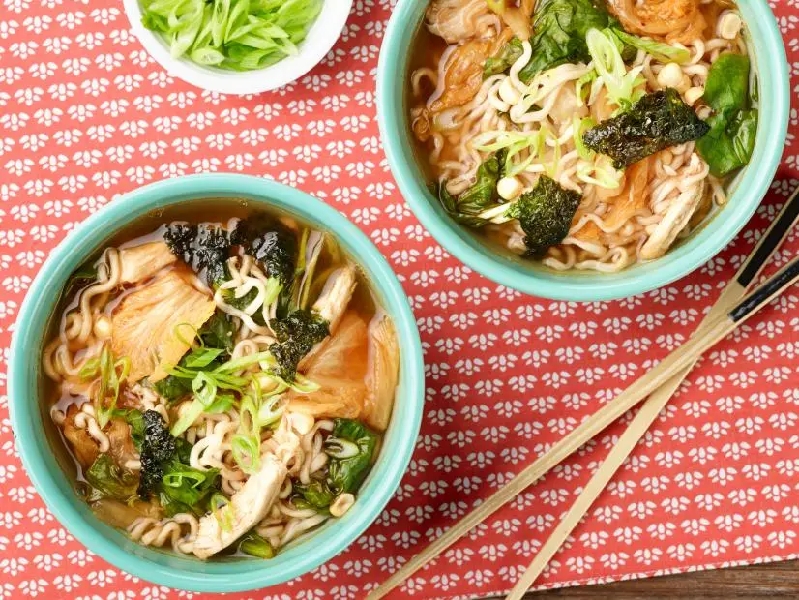 10-minute chicken, corn and kimchi ramen recipe