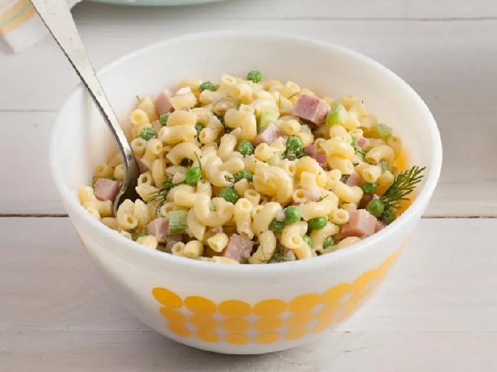 Macaroni salad with dill and ham recipe
