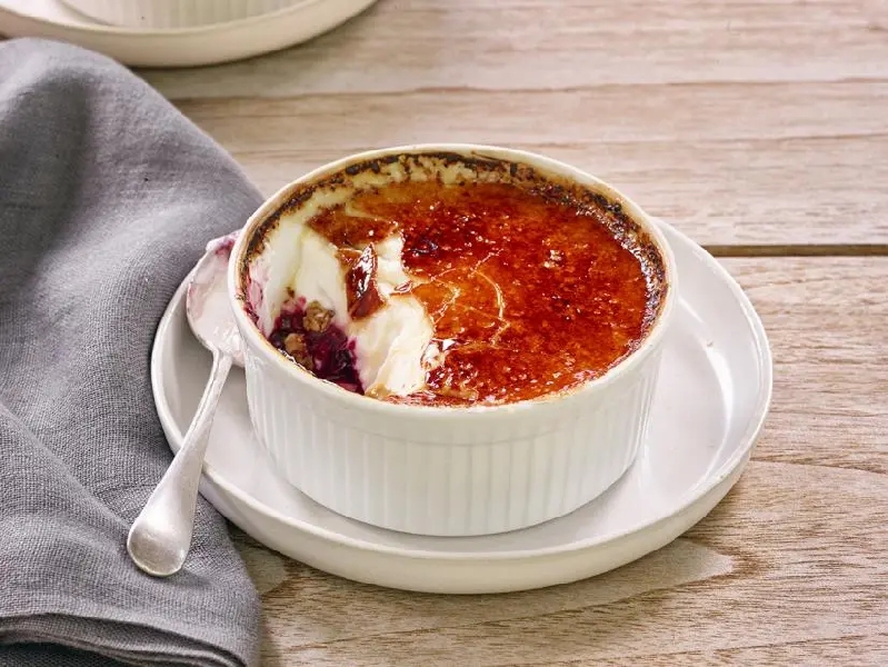 Yogurt creme brulee with fresh fruit and granola recipe