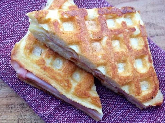 Waffle-grilled ham and cheese recipe