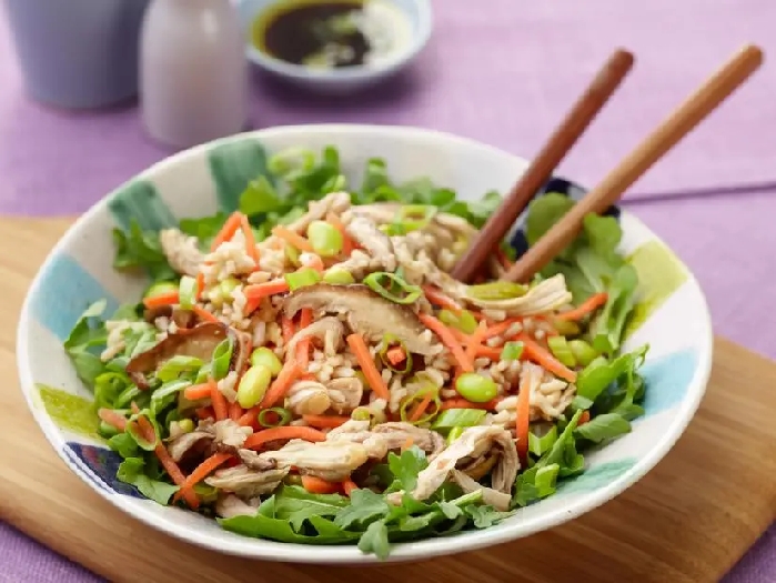 15-minute ginger-chicken rice salad recipe | food network kitchen | food network
