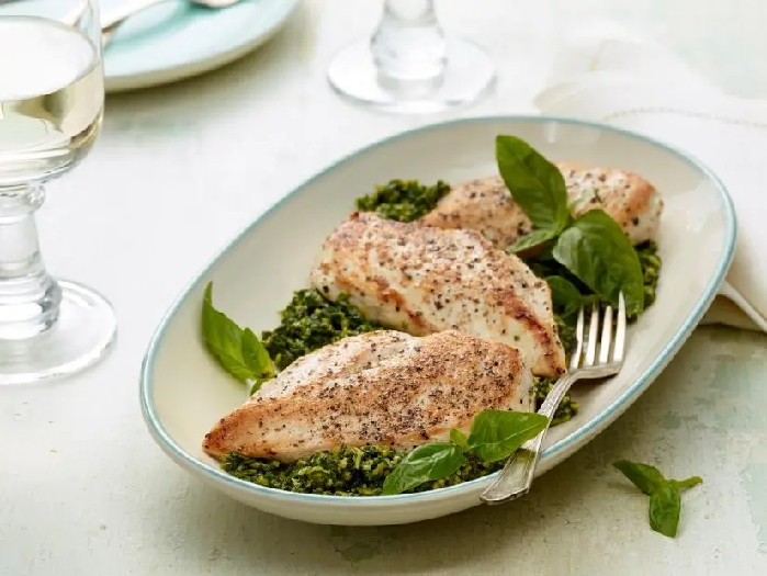 Kale pesto chicken breasts recipe | food network