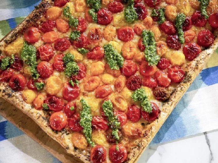 Rainbow cherry tomato tart recipe
