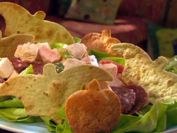 Vampire chicken-beet salad with scallions and goat cheese and onion toasted ghouls recipe | robin miller | food network
