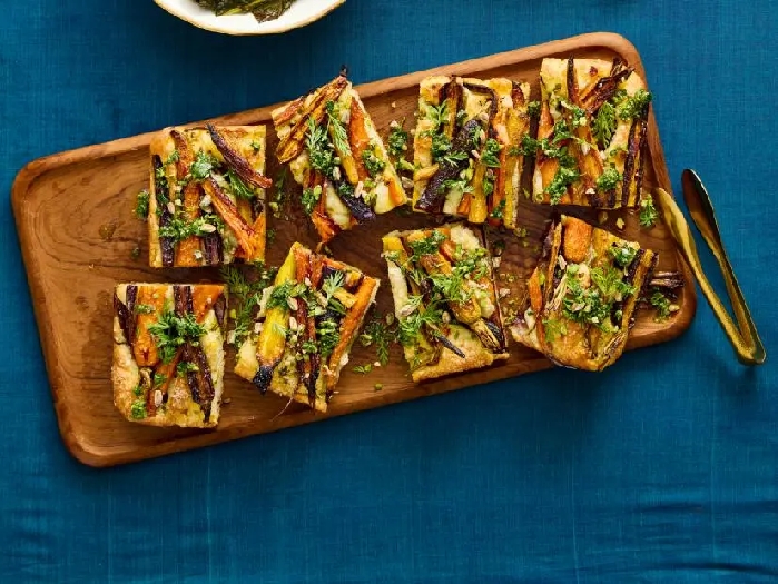 Rainbow carrot focaccia recipe