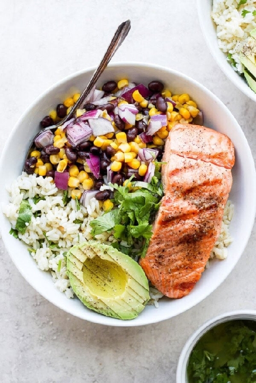 Fiesta salmon rice bowls