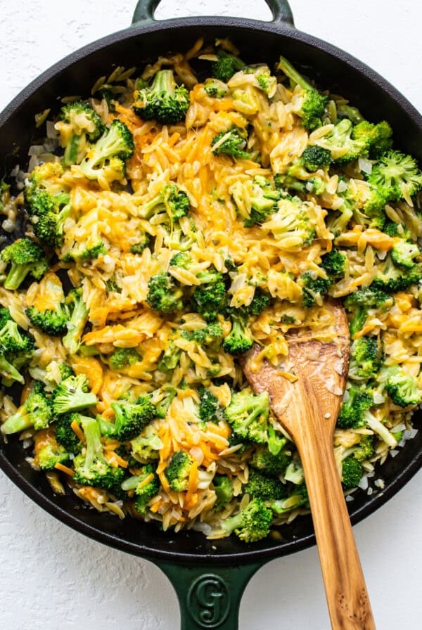 Broccoli cheese casserole with orzo