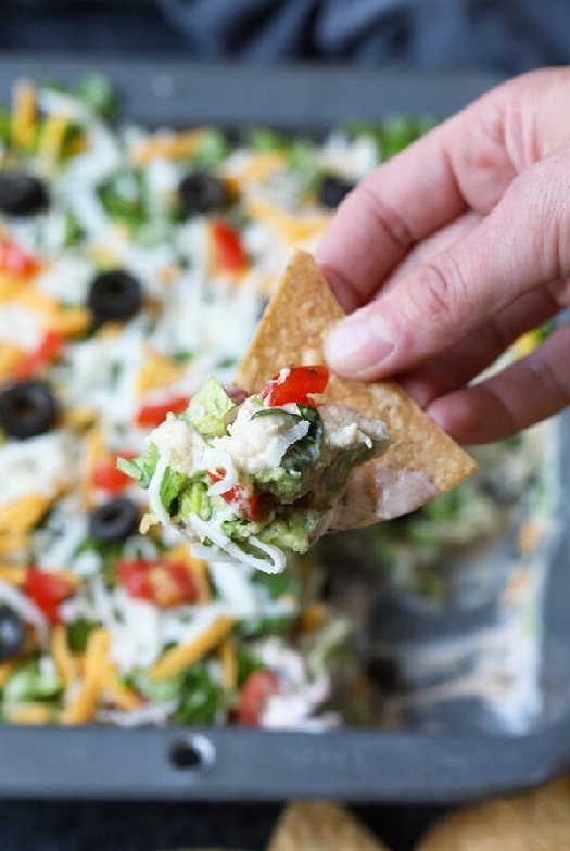Healthy 7-layer greek yogurt taco dip