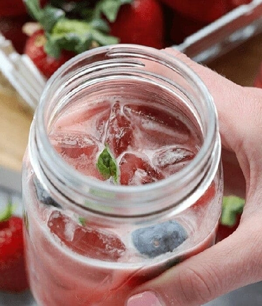 Strawberry basil kombucha mocktail