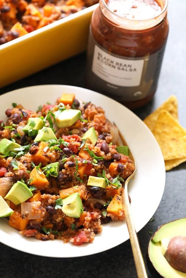 Mexican sweet potato quinoa casserole