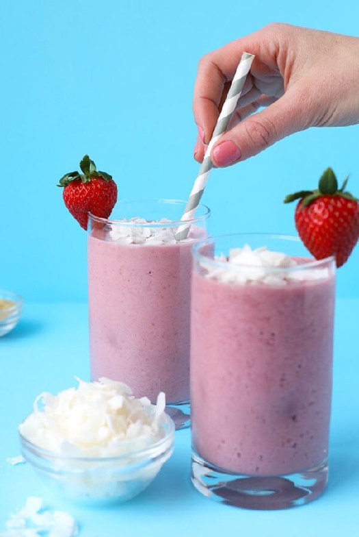 Strawberry coconut post workout smoothie