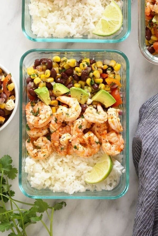 Shrimp meal prep bowls
