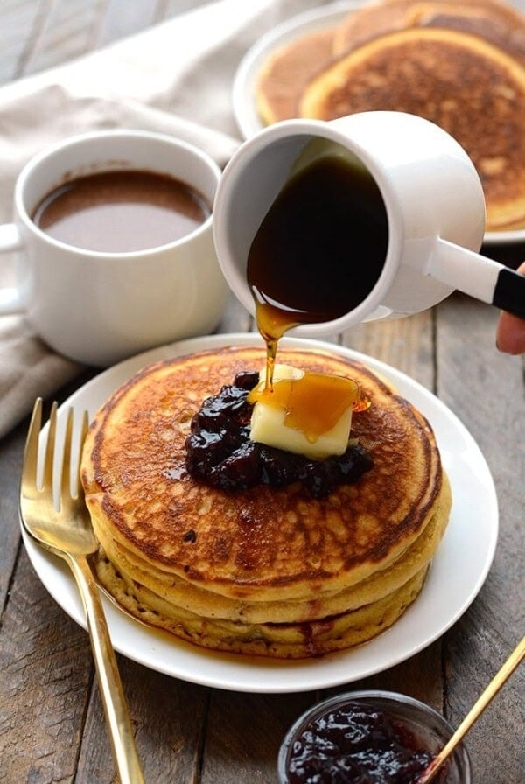 Cornmeal whole wheat pancakes