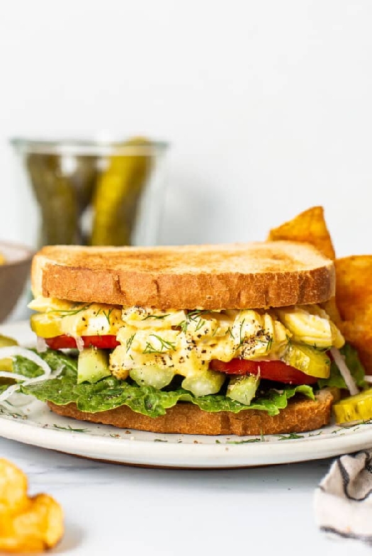 Homemade egg salad sandwich