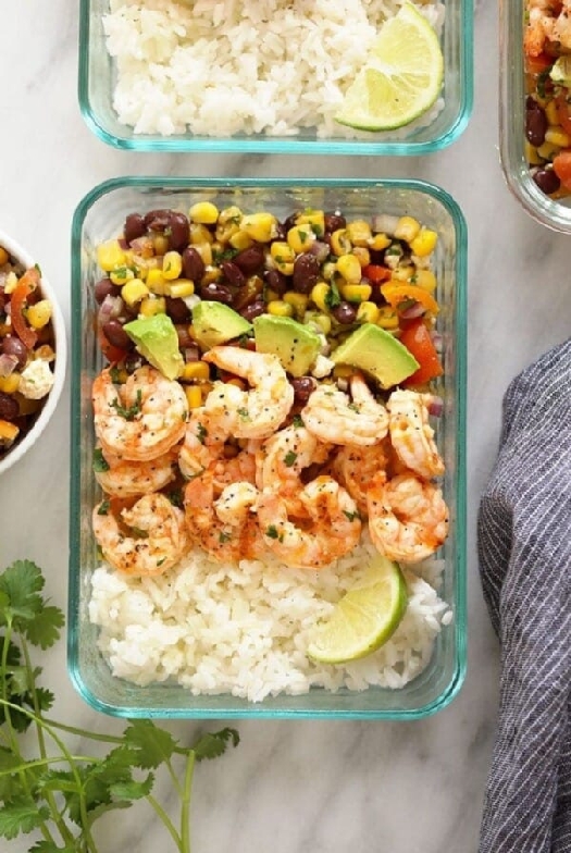Shrimp meal prep bowls
