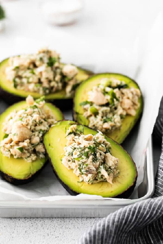 Salmon stuffed avocados