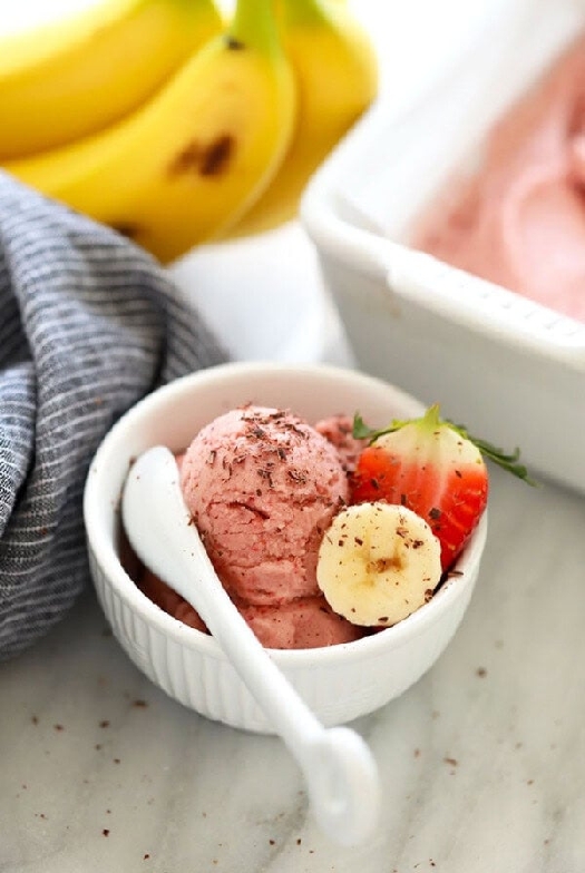 Protein strawberry banana nice cream recipe