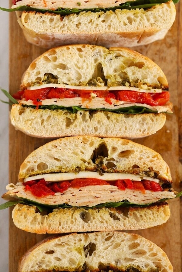Turkey pesto sandwiches