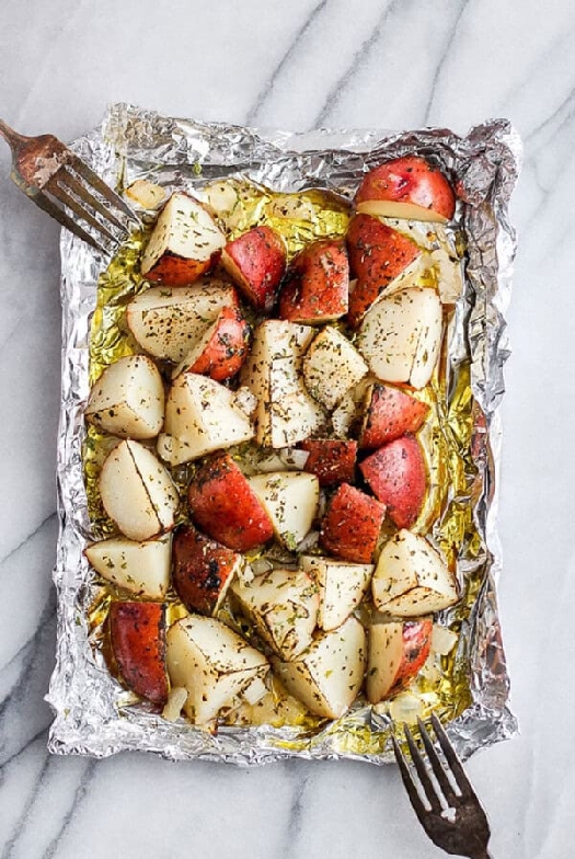Grilled potatoes in foil