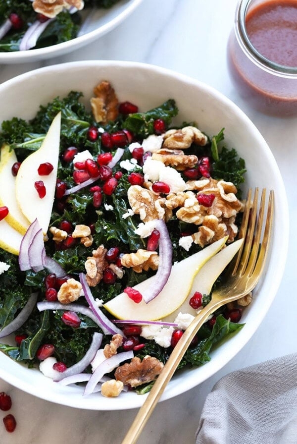 Kale pomegranate salad with pears