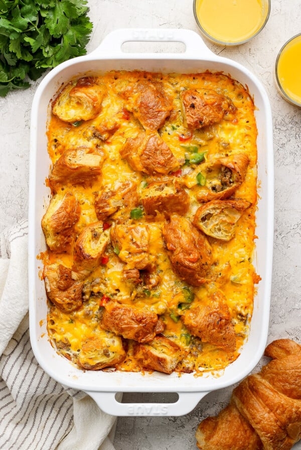 Egg and croissant breakfast casserole