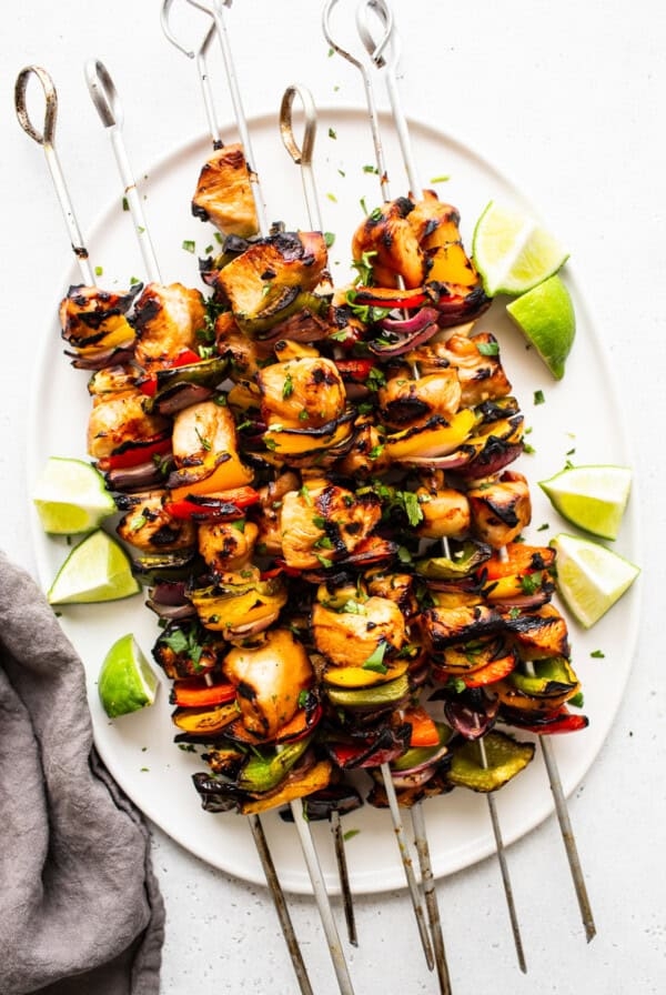 Rainbow grilled chicken kabobs